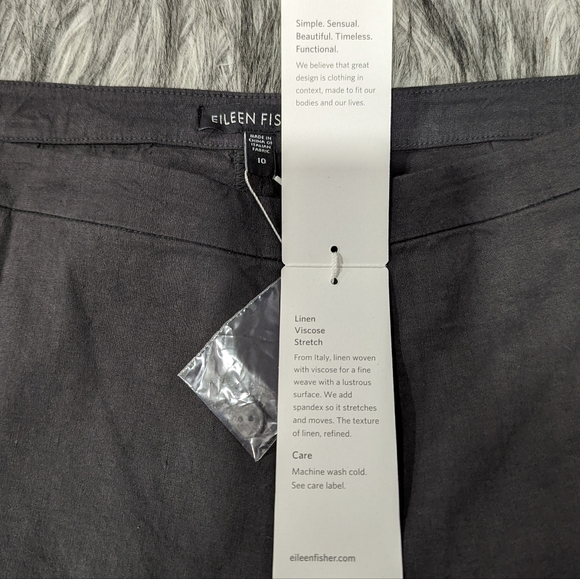 🩶 SOLD 🩶NWT Eileen Fisher graphite gray linen blend pants - Picture 7 of 11